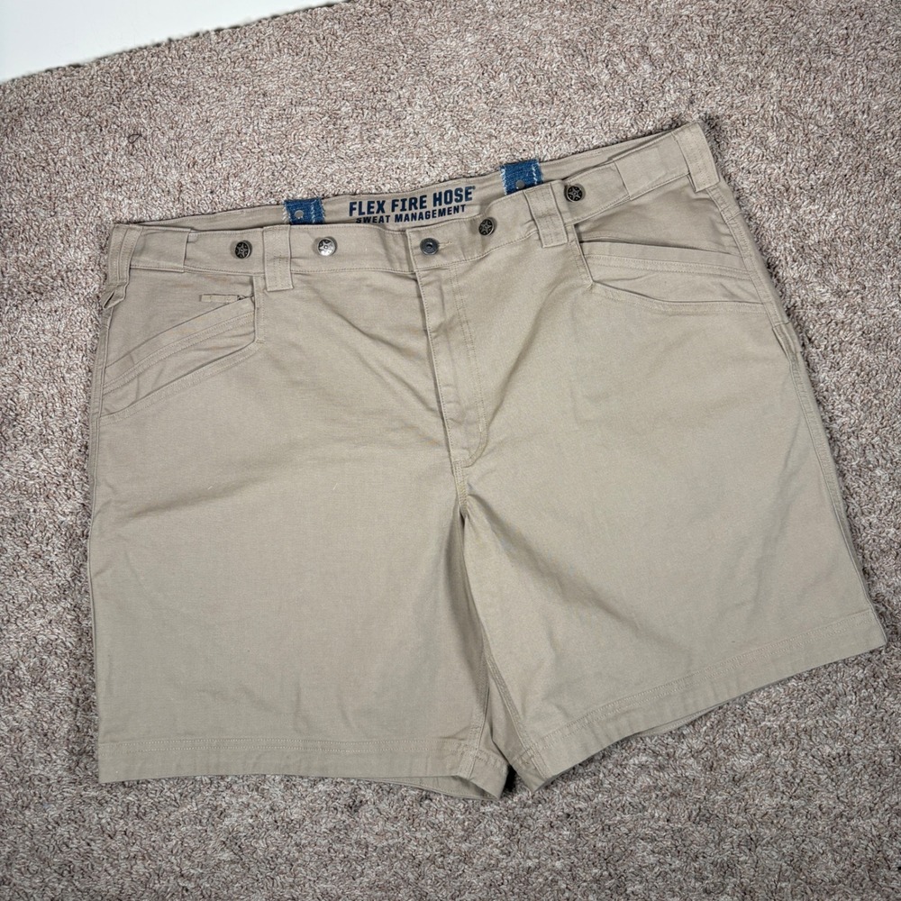 Duluth Trading Co Flex Fire Hose Relaxed Fit Work Shorts Mens 46 Khaki‎ Tan 9in